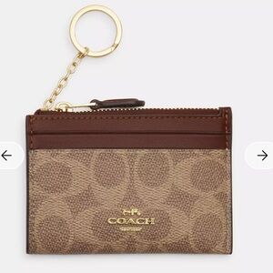 Coach Tan and Brown Signature mini ID Case